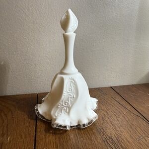 Fenton Silver Crest Paisley Panel Swirl Milk Glass Bell